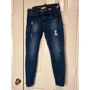 Eunina Mid Rise Distressed Skinny Jeans Women's Size 28 Blue Denim